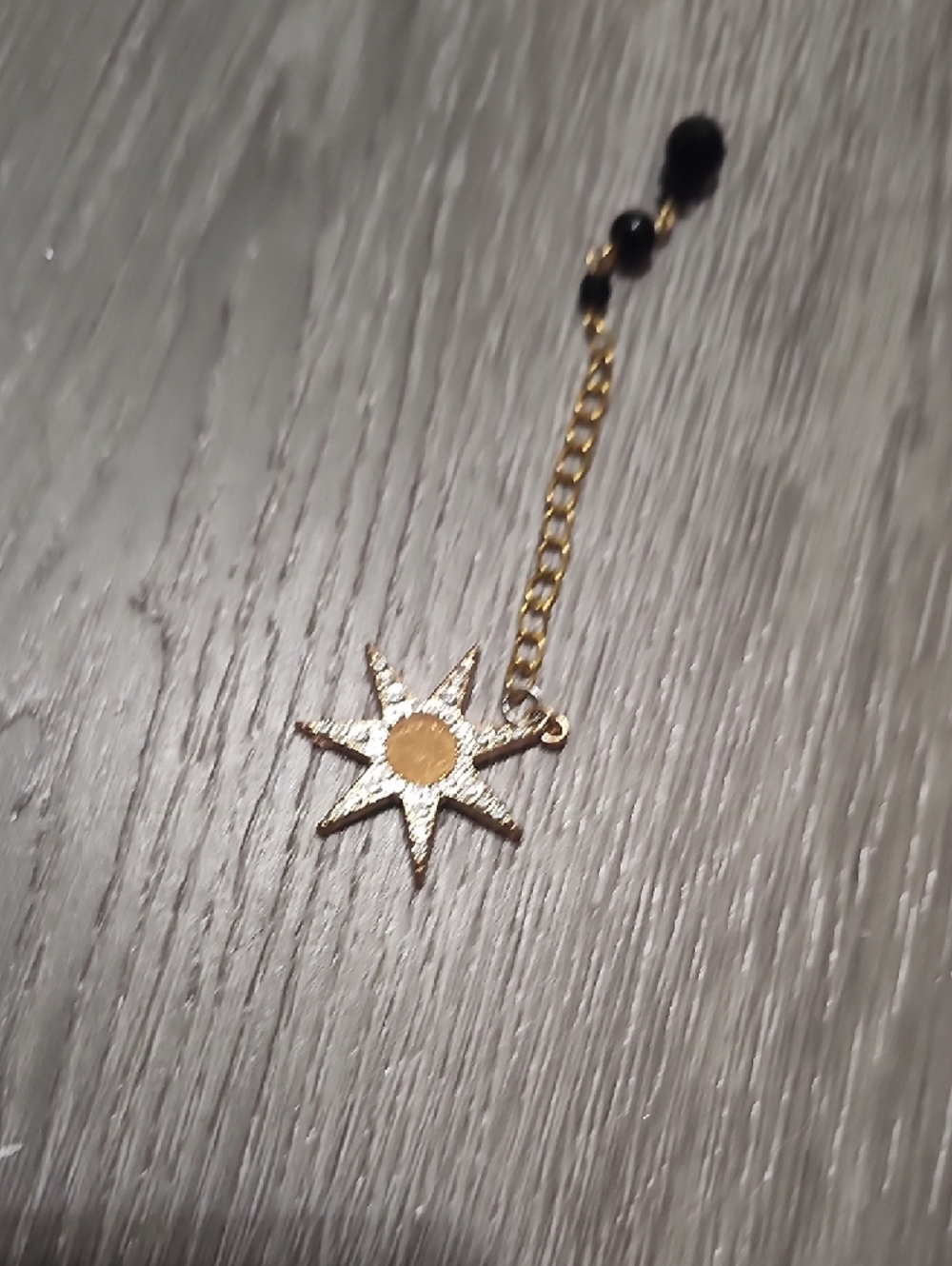 Handcrafted Gold Star Drop with Black Beads Bookmark - Picture 4 of 5